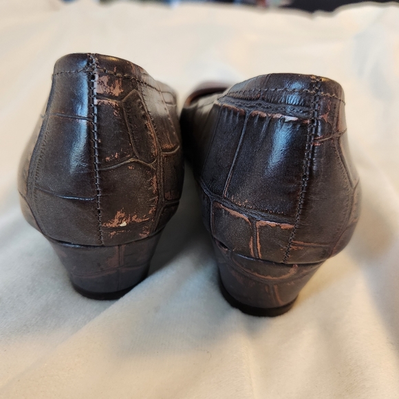 Donald J Pliner 6 1/2 Pisa croc square toe wedge slip on shoes - Picture 7 of 8